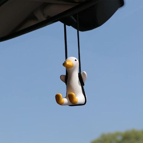 The duck is in cute design and size, the lanyard can be adjusted to avoid affect driving sight or hit the windshield. When driving or wind blowing, the duck will swing, relieve visual fatigue and add a lot of fun for your driving Duck Ornaments, Couples Accessories, Cool Car Accessories, Mirror Hanging, Car Fragrance, Little Duck, Mirror Ornaments, Car Ornaments, Car Rear View Mirror