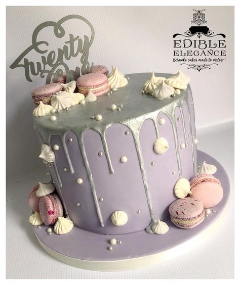 #21stbirthday #21st #birthday #cake #birthdaycake #celebration #silver #pink #purple #meringue #macarons #pretty #instacake #cakestagram #norfolk Purple Silver Birthday Cake, Sweet 16 Cakes Purple And Silver, Birthday Cake Light Purple, Silver And Pink Birthday Cake, Purple 21st Birthday Cake, Purple And Silver Birthday Cake, Light Purple Birthday Cake, Purple Meringue, Purple And White Birthday Cake