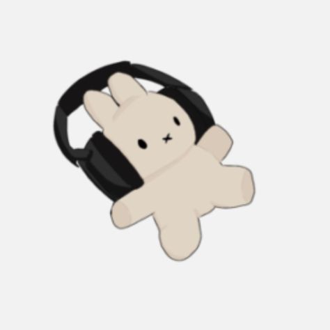 (⁠◍⁠•⁠ᴗ⁠•⁠◍⁠) Miffy Wearing Headphones, Miffy With Headphones, Miffy Headphones, Bunny With Headphones, Music Pfps, Singing Icon, Headphone Stickers, Headphones Icon, Bunny Icon