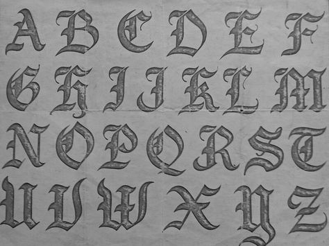 Old english alphabet Tattoos Cursive, Fonts Graffiti, Blitz Tattoo, Old English Alphabet, Alphabet Graffiti, Fancy Cursive, Fonts Tattoo, Tattoo Fonts Alphabet, Graffiti Lettering Alphabet