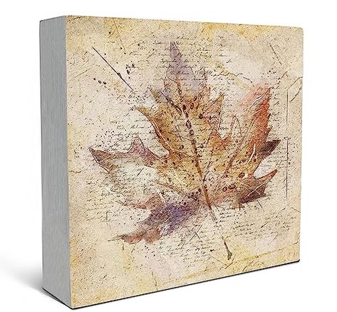 Retro Fall Maple Leaf Watercolor Drawing Wood Box Sign Desk Decor,Rustic Autumn Seasonal Thanksgiving Wooden Block Box Sign Decoration For Home Farmhouse Indoor Outdoor Wall Shelf Table Decor Maple Leaf Watercolor, Landscape Wall Painting, Drawing Wood, Fall Decorations For Home, Pumpkin Canvas, Leaf Watercolor, Autumn Wall Art, Fall Frames, Rustic Autumn