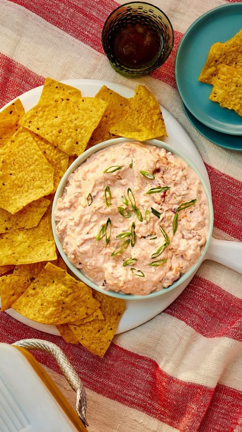 Make Waves With This Crowd-Pleasing Boat Dip Boat Dip Recipe Southern Living, Southern Living Boat Dip, Boat Dip Southern Living, Boat Lunches, Cold Dips For Party Appetizers, Chips And Dip Recipes, Summer Dips And Appetizers, Boat Dip Recipe, Easy Party Foods