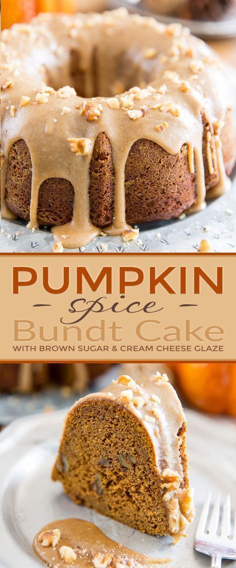 Pumpkin Spice Bundt Cake, Spice Bundt Cake, Bundt Pan Recipes, Pumpkin Bundt, Pumpkin Bundt Cake, Cream Cheese Glaze, Bundt Cakes Recipes, Köstliche Desserts, Pumpkin Dessert