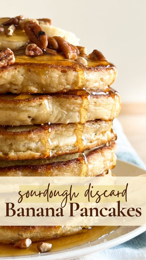 Sourdough Discard Banana, Banana Nut Pancakes, Sourdough Pancakes Recipe, Sourdough Banana, Banana Breakfast Recipes, Banana Bread Pancakes, Bread Banana, Banana Waffles, Sourdough Pancakes