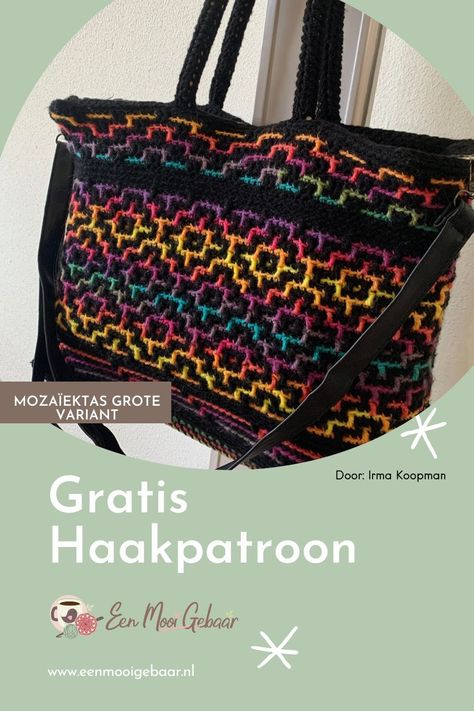 🎉 Goed nieuws, haakliefhebbers! 🎉   We hebben iets speciaals voor jullie. Maak kennis met de nieuwste creatie van Irma Koopman: de Mozaïek Tas Grote Variant.   🧶 Veel haakplezier met dit leuke project.    💖 Liever een andere tas haken? Dat kan, we hebben allerlei patronen!   Op de overzichtelijke website van Een Mooi Gebaar vind je meer dan duizend gave haakpatronen. Neem een kijkje!   Heel veel plezier met het maken van jouw prachtige accessoire. Stuur je me een foto van het resultaat? Jute Tas, Baby Haken, Crochet