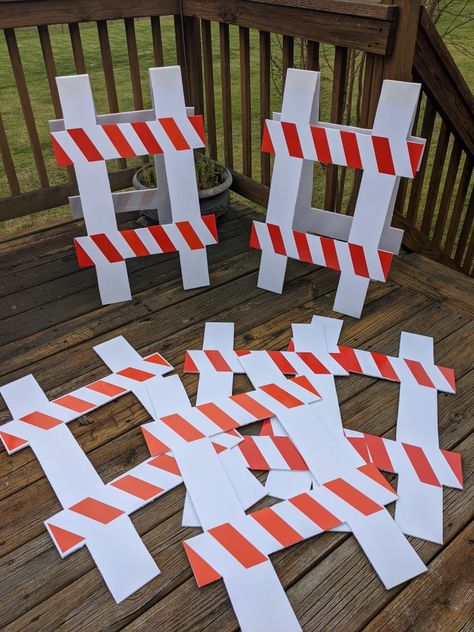 Diy Construction Barricade, Construction Float For Parade, Construction Zone Trunk Or Treat, Construction Decorations Diy, Construction Theme Birthday Party Decorations Diy Projects, Construction Theme Pep Rally, Trunk Or Treat Construction Theme, Construction Dress Up Day High School, Construction Trunk Or Treat