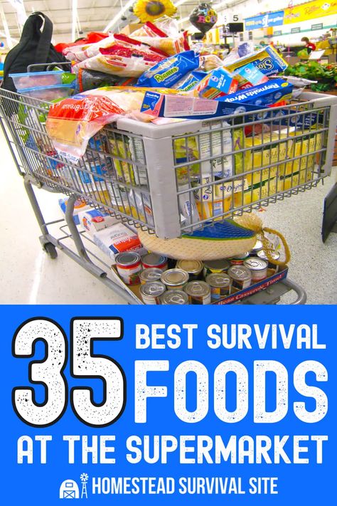 Instead of panic-buying, get a few extra foods every week, and slowly but surely build a stockpile of survival foods. In this article, we list the best survival foods you can find in a typical supermarket. Some of these foods aren't just for eating. Many of them are on the list because they have alternative uses, such as cleaning and deodorizing. If you haven't started gathering these survival foods, it's time to get started. Mre Food, Survival Food List, Food Stockpile, 72 Hour Emergency Kit, Homestead Lifestyle, Emergency Preparedness Food Storage, Best Survival Food, Survival Pack, Prepper Food