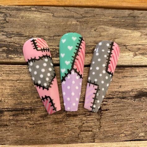 Patchwork Nails, Pin Up Nails, Quilted Nails, Girls Nail Designs, Rainbow Nails Design, Pop Art Nails, Long Nail Art, Art Deco Nails, Fall Nail Art Designs