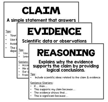 Claim Evidence Reasoning Posters Sentence Starters Student Notebook Tips Cer Sentence Starters, Claim Evidence Reasoning Anchor Chart, Literature Classroom, Claim Evidence Reasoning, Description Writing, Stream Ideas, Ap Physics, Middle School Science Classroom, Ngss Science