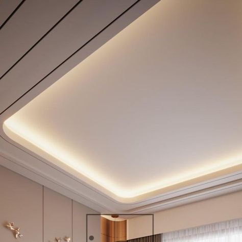 Minimal False Ceiling Design For Bedroom, Minimal False Ceiling Design Living Room, False Ceiling Minimal, Curve False Ceiling Design, Ceiling Design Living Room Modern Luxury, Minimal False Ceiling Design, Flat Ceiling Design, Curved Ceiling Design, Minimal Ceiling Design