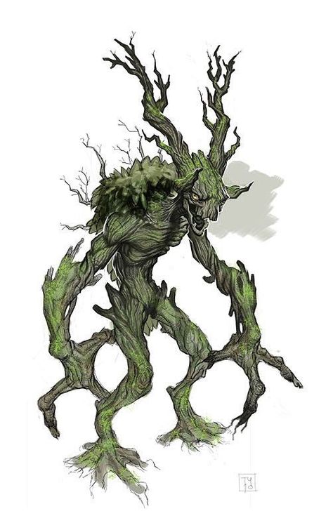 | Twitter Tree Monster, Plant Monster, Fantasy Beasts, Forest Creatures, Monster Concept Art, Fantasy Races, Dungeons And Dragons Homebrew, Fantasy Monster, Mythical Creatures Art