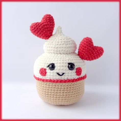 Valentines Cupcake Crochet Pattern, Valentines Day Amigurumi Cupcake Crochet Pattern, Cute Crochet Cupcake With Hearts Pdf Pattern - Etsy Ukraine Cupcake Crochet Pattern, Valentines Cupcake, Cupcake Crochet, Hearts Crochet, Cupcake Pattern, Crochet Valentine Patterns, Crochet Cupcake, Valentines Patterns, Valentines Cupcakes