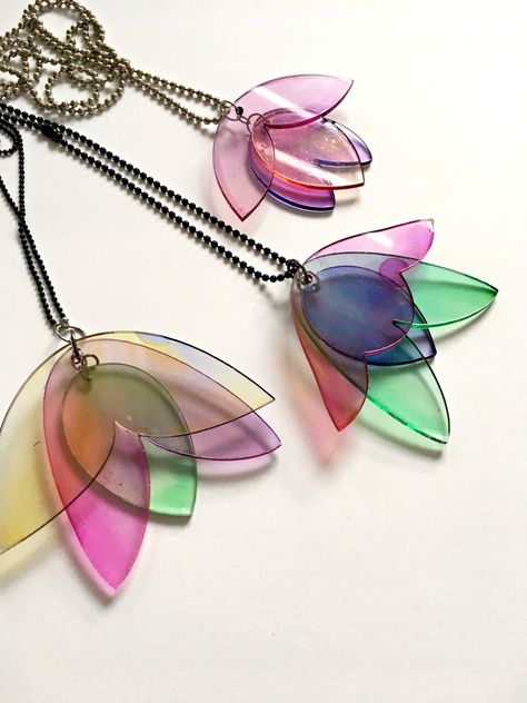 kasia litewka Perspex Jewelry, Laser Cut Jewelry Acrylic, Shrink Plastic Jewelry, Craft Clay, Acrylic Necklace, Contemporary Jewelry Design, Whimsical Jewelry, Laser Cut Jewelry, Acrylic Jewelry