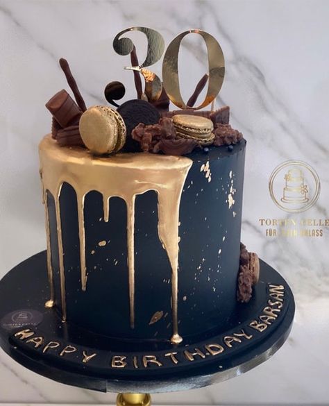 37 Pretty Cake Ideas For Your Next Celebration : Dreamy cake Cake Designs For 30th Birthday Men, 30 Th Birthday Cake For Him, Mans 30th Birthday Cake, 30th Birthday Cake Black And Gold, Black And Gold Birthday Cake Men, 30th Birthday Cake For Men My Husband, 6inch Cake Design, Man Cakes Birthday For Men, 30th Black Birthday