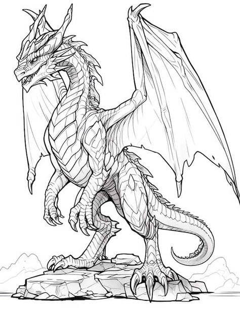 41 Majestic Dragon Coloring Pages For Kids And Adults - Our Mindful Life Dragon Line Drawing, Realistic Dragon Drawing, Girl Art Aesthetic, Cool Dragon Drawings, Dragon Medieval, Dragon Coloring Pages, Dragon Drawings, Realistic Dragon, Majestic Dragon