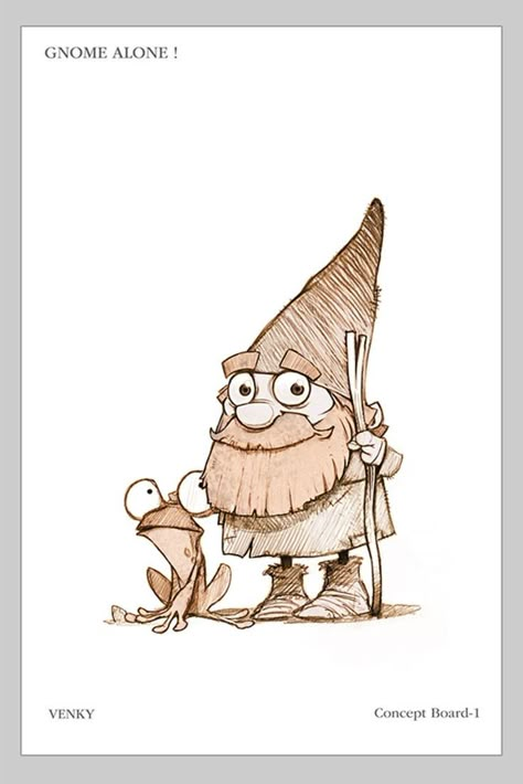 Gnome Drawing Illustration, Gnome Character Design, Cute Gnome Drawing, Gnome Sketch, Gnomes Drawing, Gnome Drawing, Cartoon Gnome, Gnome Illustration, Different Personality