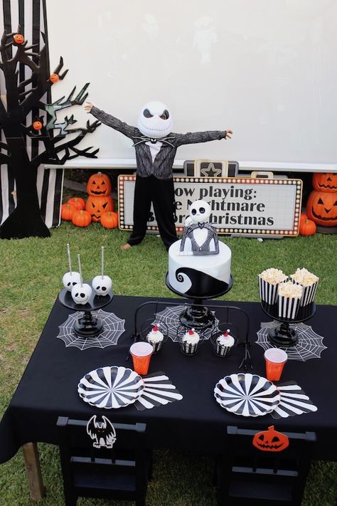 Nightmare Before Christmas Party Ideas, Nightmare Before Christmas Outdoor, The Nightmare Before Christmas Party, Skeleton Birthday, Nightmare Before Christmas Party, Kid Friendly Halloween Party, Bday Plans, Halloween Entertainment, Nightmare Before Christmas Kids