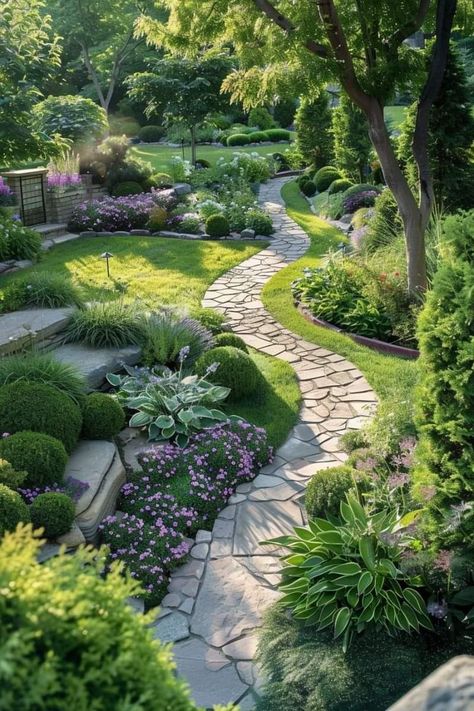 Walled In Garden, Landscaping Ideas For Large Front Yard, Huge Garden Ideas, No Lawn Garden, Large Garden Landscaping, Big Garden Ideas, Large Front Garden, Large Garden Ideas, Natural Landscape Design