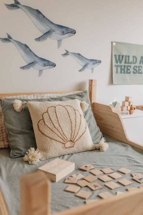 Kids Ocean Bedroom, Ocean Bedroom Kids, Kids Coastal Bedroom, Coastal Kids Bedroom, Beachy Bedroom Decor, Cushion Wall, Sea Bedrooms, Surf Room Decor, Ocean Bedroom