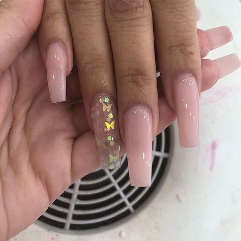 Natural Pink Nails, Light Pink Acrylic Nails, Blush Pink Nails, Tapered Square Nails, Light Pink Nails, Ombre Acrylic Nails, Simple Acrylic Nails, Rose Gold Nails, Long Acrylic Nails Coffin