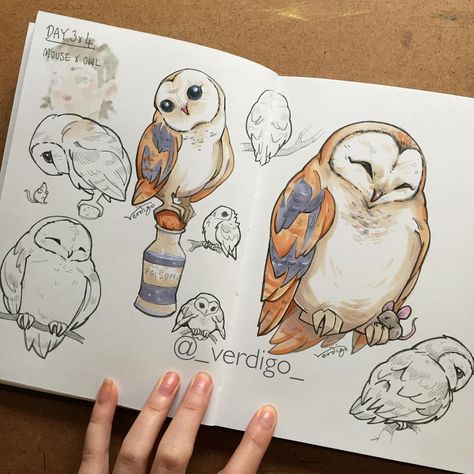 So day 4 was owl and I thought *maybe I’ll try a chibi owl...you know for extra cuteness* I did one and then drew only that for the evening 😂 I think he’s SO SO adorable! I’m calling him Dudley Nightshade (as in deadly nightshade wink wink) and now I have to come up with his partner witch tonight! So should she be his opposite and the height of badass cool or a cute clumsy sweetheart? Let me know what you think 🤔 #inktober2018 #illustragram #sketchbookpages #cuteowl #owl #raqueltravelinktober Chibi Owl, Owls Drawing, Cute Animal Drawings Kawaii, Art Deco Posters, Owl Painting, Chibi Drawings, Owl Art, Cute Animal Drawings, Kawaii Drawings