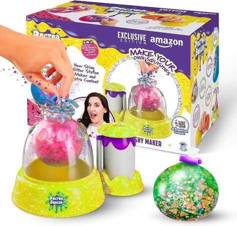 PRICES MAY VARY. DOCTOR SQUISH'S DIY SQUISHIES: Join the squishy sensation with Doctor Squish's Original Squishy Maker, the perfect way to create your own squishies at home. ALL-IN-ONE KIT: This comprehensive kit includes everything you need for squishy-making fun. From slime powder and colored latex balloons to sparkles and confetti, it's all here. CUSTOMIZE YOUR SQUISHIES: Use the Squishy Maker's pump to inflate your squishy to your desired size, then get creative by filling it with your choic Toys For Girls 8-9, Doctor Squish, Diy Squishies, Squishy Making, Maker Station, Christmas Party Treats, Squishies Diy, Yellow Confetti, Slime And Squishy