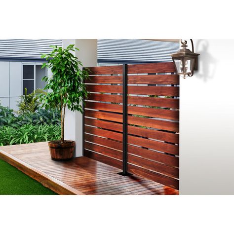 Horizontal Aluminum Fence, Slat Fence Horizontal, Outdoor Slat Wall, Mcm Fence, Wood Privacy Wall, Vertical Slat Fence, Wooden Privacy Fence Ideas, Cedar Privacy Screen, Apartment Staircase