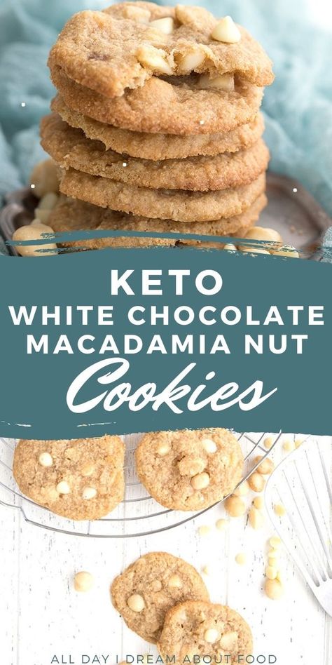 Keto White Chocolate, White Chocolate Macadamia Cookies, Chocolate Macadamia Nut Cookies, White Chocolate Macadamia Nut Cookies, White Chocolate Macadamia Nut, Macadamia Cookies, Macadamia Nut Cookies, Nut Cookies, Keto Cookie Recipes