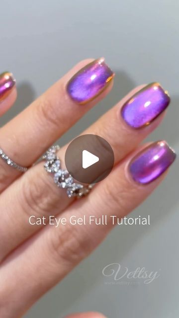 Cats Eye Pedicure, Beetles Gel Nail Polish Ideas, Cat Eye Nails For Fall, Iridescent Cat Eye Nails, Cat Eye Swirl Nails, White Cat Eye Nails Design, Cat Eye With Chrome Nails, Cat Eye Nails How To, Cat Eye Nails Video