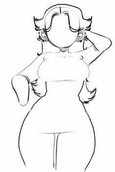 Ych Body Base, Oc Base With Hair, Body Base With Clothes, Body Type Reference Drawing, Pear Body Drawing, Face Reference Female Drawing, Back Facing Poses Drawing, Human Drawing Reference Poses, Curvy Body Reference Drawing