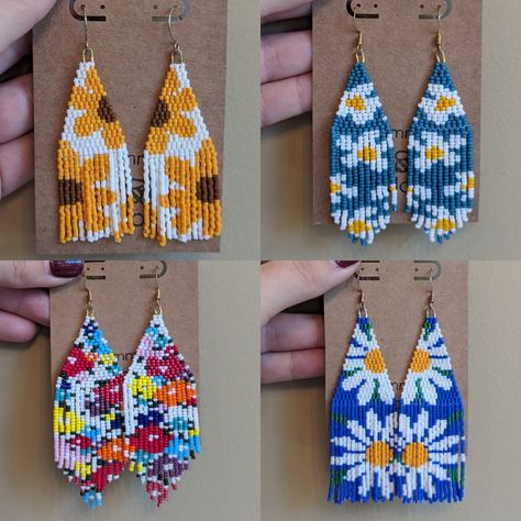 This Dangle & Drop Earrings item is sold by JewelrybyMommaBeeJoy. Ships from Corydon, IN. Listed on Oct 3, 2023 Elegant Seed Bead Earrings, Unique Beaded Earrings, Summer Beaded Earrings, Diy Glass Beads, Fringe Earring Pattern, Flower Beaded Earrings, Beaded Flower Earrings, Handwoven Earrings, Beautiful Beaded Earring