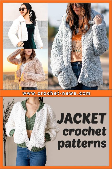 Even though summer is just around the corner, that doesn’t mean it’s too soon to start browsing this collection of crochet jacket patterns for our fall wardrobes. Once the weather starts getting cold again, you know you’re immediately in search of a new cute jacket to show off! Jackets For Summer, Free Crochet Jacket Patterns, Coats For Winter, Shag Jacket, Crochet Jackets, Crochet Bloggers, Crochet Costumes, Crochet Jacket Pattern, Fall Crochet