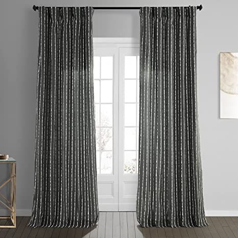 HPD Half Price Drapes Sharkskin Printed Cotton Curtain (1 Panel), 50 X 96, Sharkskin Black Solid, PRCT-D213A-96 Printed Cotton Curtain, Loft Style Apartments, Half Price Drapes, Striped Room, Darkening Curtains, Cotton Curtains, Room Darkening Curtains, Colorful Curtains, Loft Style