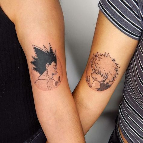 Hxh Matching Tattoos, Bro Tattoos, Anniversary Tattoo, Maching Tattoos, Hunter Tattoo, Matching Sister Tattoos, Elements Tattoo, Manga Tattoo, One Piece Tattoos