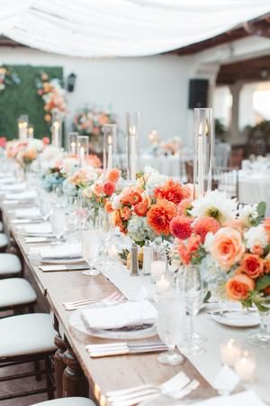 Floral Wedding Table Decor, Garden Tent, Floral Wedding Table, Wedding Table Designs, Wedding List, Coral Wedding, Santa Barbara Wedding, Wedding Table Decor, Orange Wedding