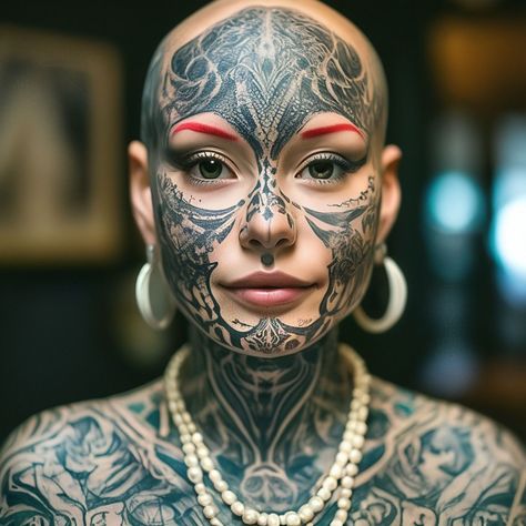 #tattoo Shave Eyebrows, Horrible Tattoos, Master Tattoo, Full Tattoo, Word Tattoo, Fat Art, Skull Art Drawing, Tattoed Women, Facial Tattoos