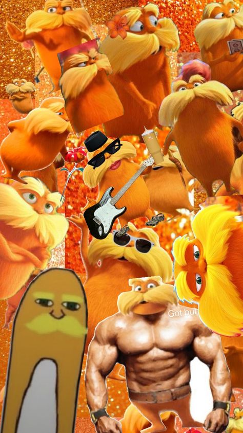 daddy lorax at his finest🧡🧡🟠🟧! #loraxisdaddy #loraxaestehtic #loraxislife Lorax Hair Ideas, Lorax Cursed Pictures, Preppy Lorax Wallpaper, The Lorax Aesthetic, The Lorax Wallpaper, Lorax Characters, Lorax Wallpaper, Lorax Party, Cute Batman