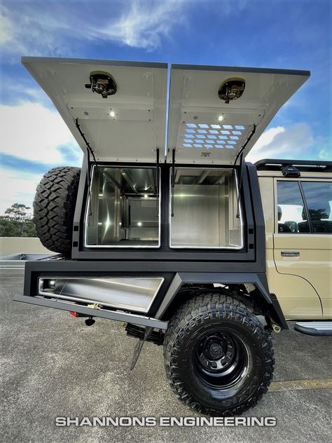 33 79 Series LC79 Stel Tray Alloy Canopy gxl landcruiser custom tourer sandy taupe by Shannons Engineering 2615 Hilux Canopy Setup, Landcruiser 79 Series Dual Cab, Landcruiser 80 Series Overland, Toyota Hilux Canopy, 75 Series Landcruiser Ute, Land Cruiser Pick Up, Truck Canopy, Ute Trays, Ute Canopy