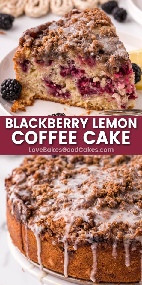 Blackberry Lemon Bundt Cake, Blackberry Bundt Cake Recipe, Blackberry Coffee Cake Recipes, Blackberry Breakfast Cake, Bird Dessert, Cream Cheese Crumb Cake, Blackberry Recipes Easy, Blackberry Coffee Cake, Lemon Blackberry Cake