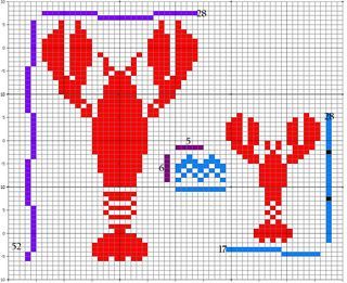 Lobsters! Knitting Motifs, Knitting Colorwork, Lobster Shirt, Cross Stitch Sea, My Needs, Baby Washcloth, Graph Design, Needlepoint Designs, Crochet Tapestry