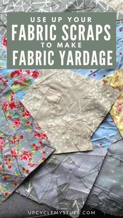 Looking for things to do with your leftover fabric scraps? Why not use your scraps to make new fabric? This step-by-step tutorial from Upcycle My Stuff will show you exactly how to create new fabric yardage from your odd-shaped scrap fabric that you can use in your next sewing projects. Use up that scrap fabric and create something beautiful! This is a fun way of scrap fabric management and perfect for scrap fabric crafts. Get the tutorial now! Patchwork Clothes Scrap Fabric, Upholstery Fabric Projects, Leftover Fabric Crafts, Reuse Crafts, Crumb Quilt, Patchwork Clothes, Sewing Machine Projects, Scrap Fabric Crafts, Scrap Fabric Projects