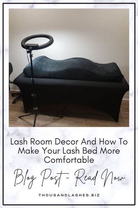 Eyelash Extension Room Decor, Comfy Lash Bed, Lash Lounge Ideas, Lash Bed Setup Ideas, Black Lash Room Aesthetic, Mobile Lash Tech, Eyebrow Bed, Lash Room Decor Small Spaces, Lash Bed Setup