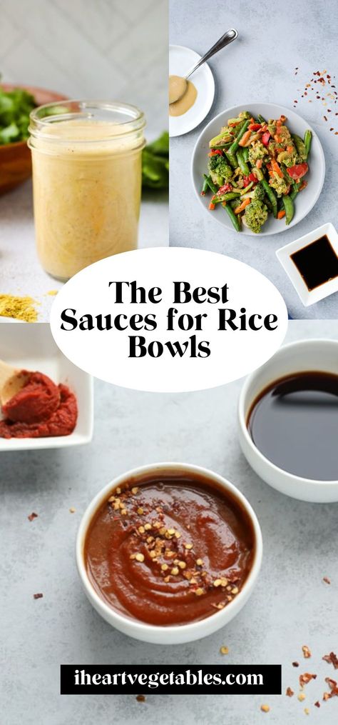 The best way to elevate your rice bowl is to add a flavorful sauce! These tasty condiments are the perfect thing to drizzle on top of any combination of veggies and grains. Best Sauces For Rice Bowls, Rice Bowl Dressing, Grain Bowl Sauce, Sauces For Rice Bowls, Sauces For Rice, Rice Bowl Sauce, Burrito Sauce Recipe, Homemade Taco Sauce, Best Sauces