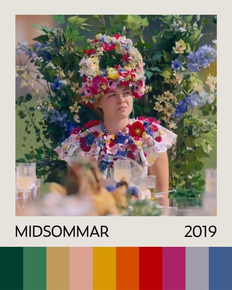 A color palette based on the horrifying film Midsommar, taken from one of the most well-known clips. Movie Color Palette, Folk Decor, Cinema Colours, Cinema Photography, Color Schemes Colour Palettes, Movie Shots, Wedding Color Palette, Fancy Dresses Party, Color Grading