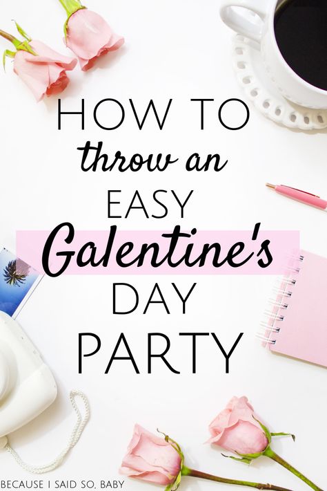 How to throw a fun Galentine's Day party for your mom friends! Take the day off from your toddler and enjoy a relaxing day of self-care this Valentine's Day by celebrating Galentine's Day with your best mom friends! #crafts #sweets #valentinesday #galentinesday #galentines #pinterestparty #easy #howto #fun #host #recipes #ideas via @becausebaby Teenage Valentines Party Ideas, Ladies Valentines Party, Valentine’s Day Activities For Adults, Galentines Party Questions, Galentines Spa Party, Simple Galentines Party Ideas Girls Night, Galentines Party Ideas Teen Girls Night, Easy Galentines Party, Valentine S Day Party Ideas