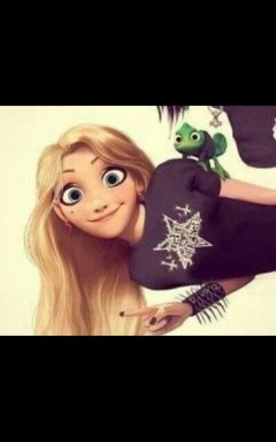 Punk Rapunzel and Pascal. Tangled Images, Hipster Princess, Emo Disney, Music Is My Life, Disney Animated Movies, In My Dreams, Modern Disney, Disney Addict, 20th Century Fox