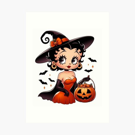 Get my art printed on awesome products. Support me at Redbubble #RBandME: https://www.redbubble.com/i/art-print/Betty-Boop-Halloween-Witch-by-LyssasMindArt/163610878.1G4ZT?asc=u Halloween Betty Boop, Halloween Witch Art, Betty Boop Dress, Betty Boop Halloween, Betty Boop Art, Witch Art, Halloween Celebration, Featured Art, Halloween Art