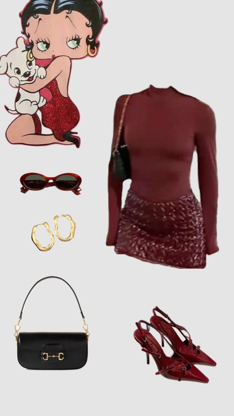 Betty boop inspired #outfitinspo #bettyboop #red Betty Boop Outfits, Betty Boop Aesthetic, Betty Boop Dress, Dressy Casual Outfits, Casual School Outfits, Dress Aesthetic, Streetwear Fashion Women, Cool Fits, Aesthetic Outfit