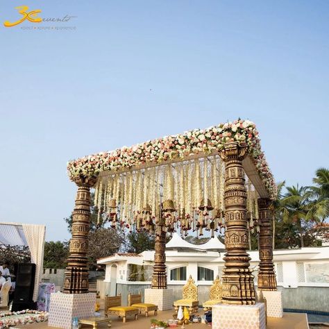 Photo By Decor by Aditya - Decorators Outdoor Hindu Wedding, Vidhi Mandap, Hindu Wedding Decorations, Small Wedding Decor, Mandap Design, Mehendi Decor Ideas, Destination Wedding Decor, Wedding Car Decorations, Wedding Background Decoration