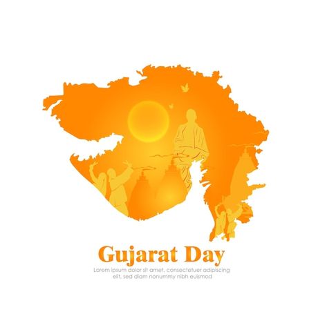 Vector gujarat day celebration. gujarat ... | Premium Vector #Freepik #vector #traditional #gujarati #gujarat #graphic-art Gujarat Foundation Day, Gujarat Day, Hyderabad State, Dadra And Nagar Haveli, Global Map, Union Territory, Indus Valley Civilization, Arabian Sea, States Of India